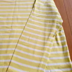 美品♥春色【無印良品】長袖ボーダーカットソーMライトイエロー黄色