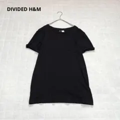 【DIVIDED H&M】半袖Tシャツ　黒　無地　ポケット　ロールアップ風　SMのサムネイル