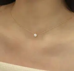 ダイヤモンドネックレス　18kゴールドチェーン　0.8カラット一粒ダイヤモンド