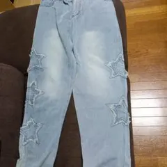 スターモチーフワイドデニムパンツ