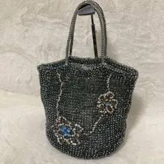 極美品 アンテプリマ ワイヤーバッグ ラインストーン バケツバッグ フラワー