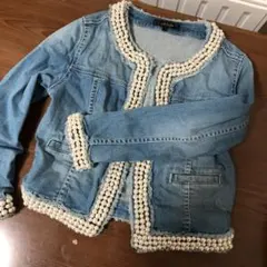 リエンダ　rienda パール デニムジャケット Gジャン