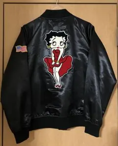 【希少】シュプリーム Betty Boop サテン ジャケット ブルゾン 黒 M 希少】シュプリーム Betty Boop サテン ジャケット ブルゾン 黒 M