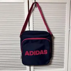 美品　adidas ショルダーバック　ネイビー×ピンク
