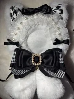 ハンドメイド ぬい服 着ぐるみ 16cm用 おすわりぬい服 にじぬい 黒 千鳥