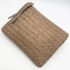 A290【良品】HELEN KAMINAKI クラッチバッグ ラフィア タッセル