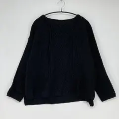 la.f... ラエフ ブラック ケーブル編み ニット 2Sサイズ