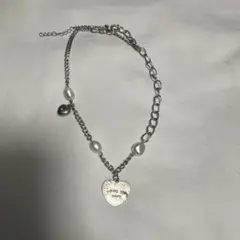 ハート型ネックレス シルバー パール