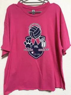 【セルフカット】XL ピンク 両面プリント チャリティTシャツのサムネイル