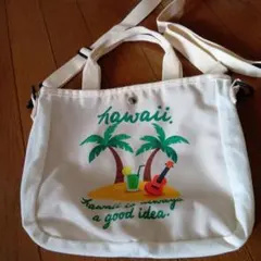 Hawaii プリント キャンバス 2way ショルダーバッグ
