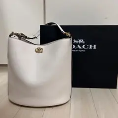 美品・COACH ホワイトレザー ショルダーバッグ
