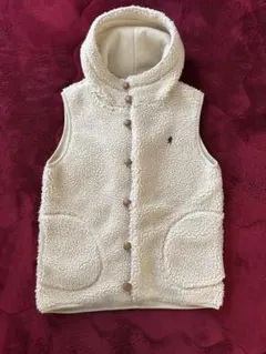 Gymphlex フード付きボアベスト クリーム色