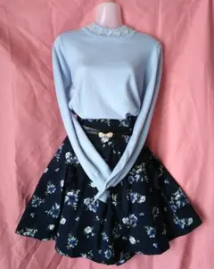 axes femme♡レースアップ花柄キュロット♡earthビジューニットPO