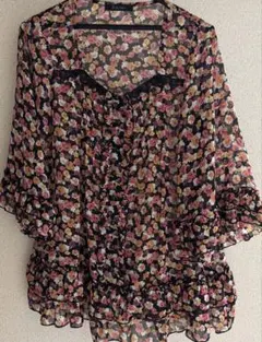 & by P&D 花柄シフォンブラウス 五分袖のサムネイル