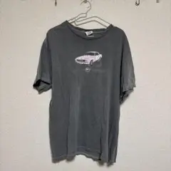 グレー 車プリント Tシャツ 半袖