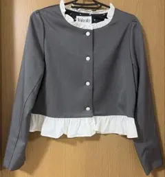 Fekete ノーカラージャケット S グレー FEKETE（フェケテ）の「NO COLLAR WOOL SHAGGY JACKET / ノーカラー