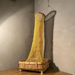 時代物 竹製魚籠 古道具 スカリ 活かし籠 脚付き 川釣り 鮎 アユ 民藝のサムネイル