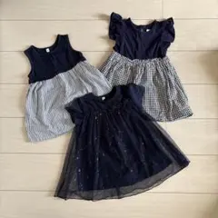 無印良品　ノースリーブワンピース　夏服　ネイビー　チュールワンピース　90cmのサムネイル