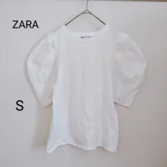 ZARA ザラ パフスリーブ Tシャツ S 夏 五分袖 カットソー 白