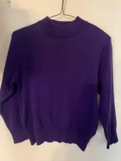 紫 タートルネック ニットセーター 長袖