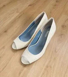 【美品】BENIR ベニル ウエディングシューズ　オープントゥ