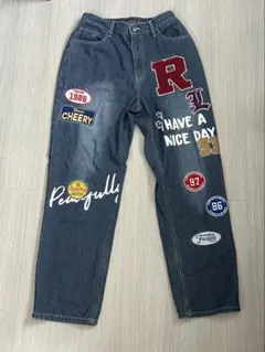 パッチワークデザイン ダークブルーデニム