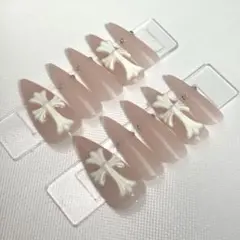 【速達】クロムネイル　ネイルチップ　韓国　シズニルック　十字架　y2k