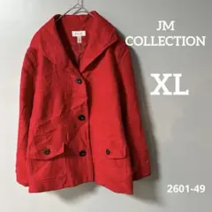 JM COLLECTION レッド　ジャケット XL コート　赤　プラスサイズ