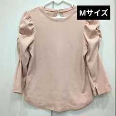 GU リブ編み ピンク パフスリーブ トップス ピンク