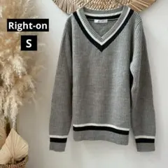 美品【ライトオン】チルデンニット・スクール・プレッピー・Vネック◇グレー・S