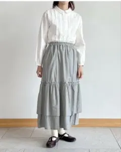 新品　ケイット 無地＆柄ティアードスカート