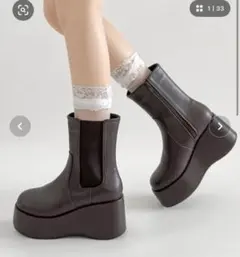 【即日発送】厚底 ショートブーツ 23-23.5