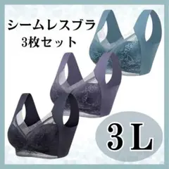 ナイトブラ 3L シームレスブラ ノンワイヤー 大きいサイズ 美胸 着痩せ 3枚