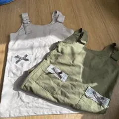 リボン付きコットンジャンバースカート2色セット