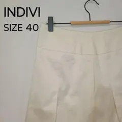 11 INDIVI 인디비 스커트 화이트 무릎 길이 플레어 주름