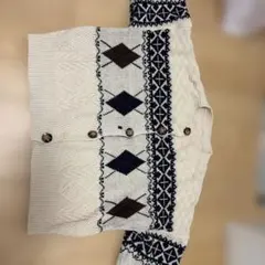 アイボリー アーガイル柄 ニットカーディガン