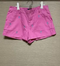 ポロラルフローレン ピンク　総柄ロゴ刺繍　ショートパンツ　14（150）