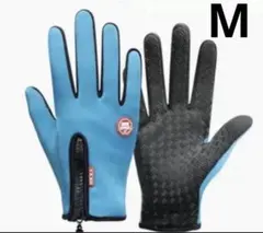 グローブ　手袋　防寒　防水　防風　雪かき　スポーツ　ブルー　スマホ対応