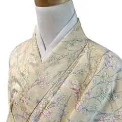 K141 夾克 織物 和服 小紋 化纖 可洗和服 花朵 奶油色