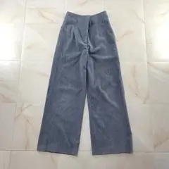コーデュロイ　ワイドパンツ　ブルーグレー　9号　上品　カジュアル　きれいめ