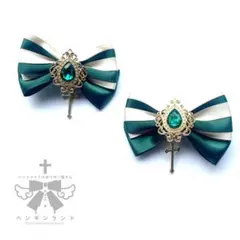 【カラーオーダーOK】魔法少女のクリスタルリボン ヘアクリップ2個セット