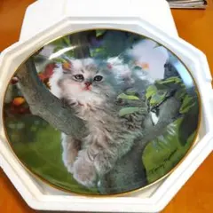 希少 マイセン 猫 壁掛け 飾り絵 プレート 猫の絵画 アンティーク