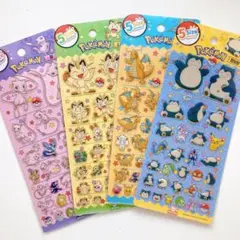 韓国限定 ポケモン 5サイズ シール ぷっくりステッカー 4枚セット　ニャース含
