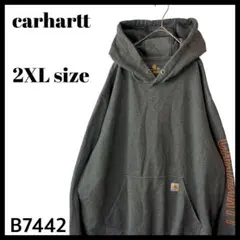 定番人気 カーハート オリジナルフィット パーカー グレー×オレンジロゴ 2XL
