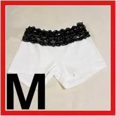 ペチパンツ (M) 見せパン ペチコート 白×黒レース オシャレ 可愛い