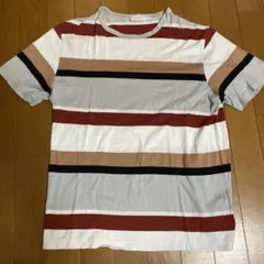 SUNSPEL ボーダーTシャツ L エンジ　オフホワイト　ベージュのサムネイル