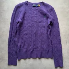 【ポロラルフローレン】現行モデル カシミヤウール ケーブルニット 紫 XS