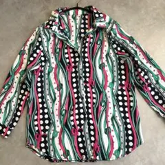 antiqua レトロ柄長袖シャツ ドット リボン