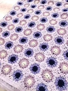 ハンドメイド マルチカバー モチーフ編み ブランケット 大判 かぎ針 手編み