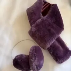 パープルファーネックウォーマー・イヤーマフセット